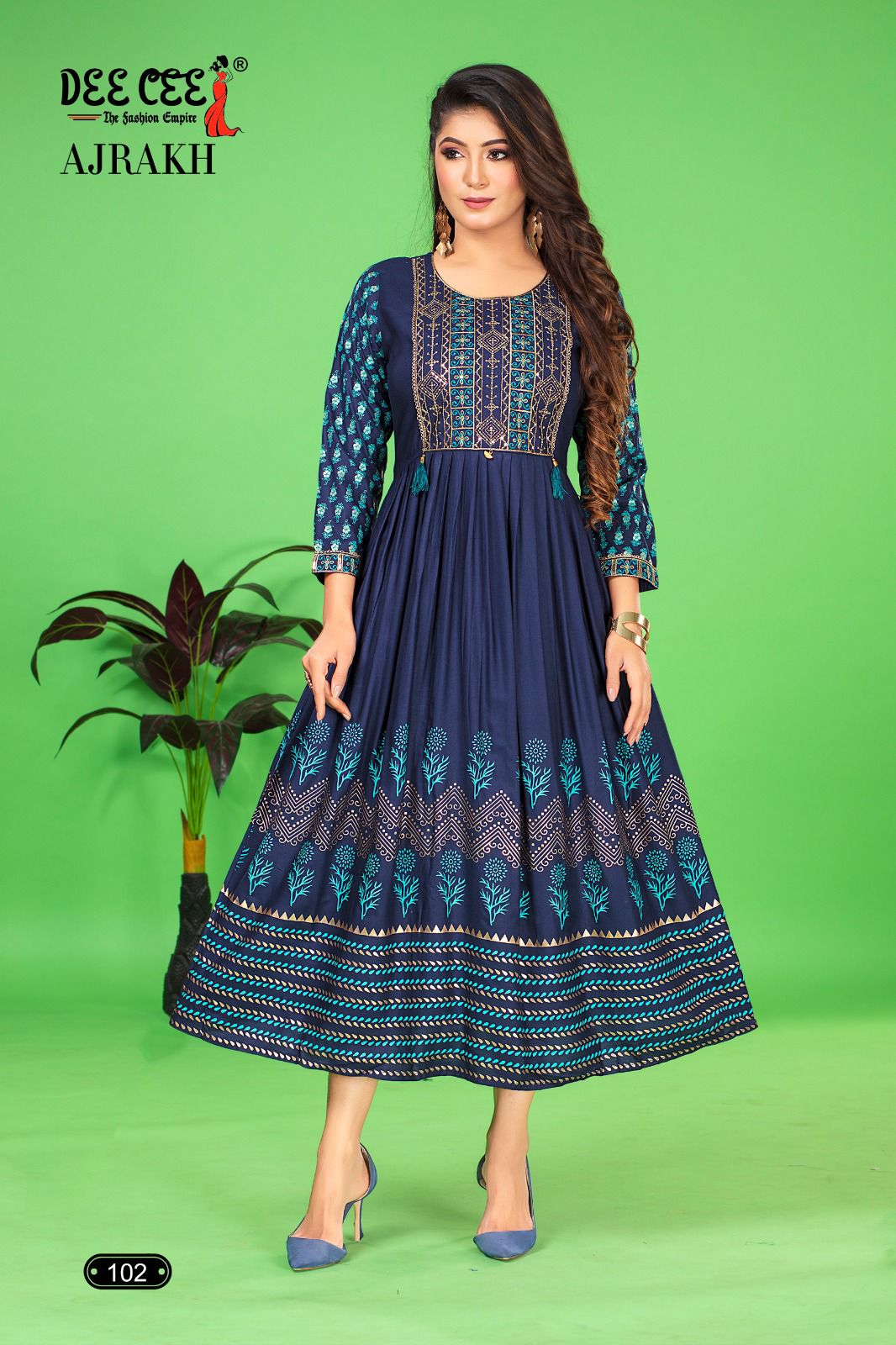 Ajrakh By Dee Cee Rayon Printed Designer Long Kurtis Wholesale Price In Surat
